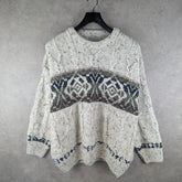 St, Bernard Jumper Mens Large L Knitted Vintage Retro Geometric
